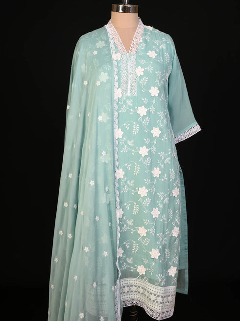 Cotton Kurti Set with Floral Embroidery